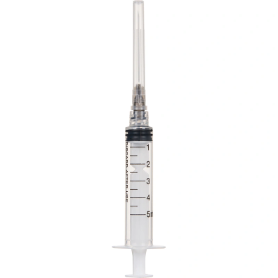 Шприц 5 мл 3-х комп. с иглой Luer LOCK 0,7*40 Джинлонг/ Китай/100/1800