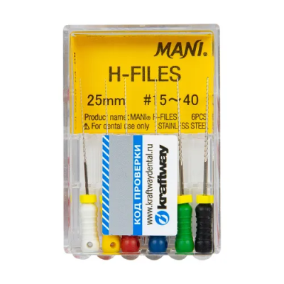 15. Корневой бурав Н-файл №15-40, 25 мм, 6шт/уп/ Mani