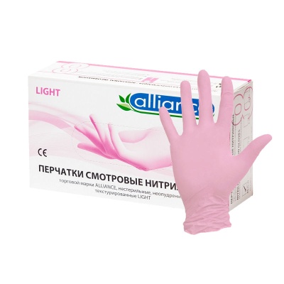 Перчатки нитрил. нестер. смотр. розовые XS 3,5 гр 50 пар/упак /Alliance/500/