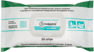 Алмадез-Оптима салфетки №90 (16*13.5 см) влажные, флоупак