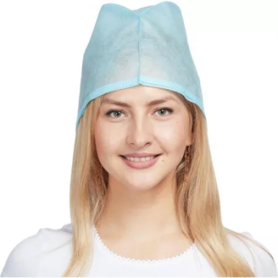 Шапочка-колпак медицинская спанбонд нестерил. пл.42 г/м2, голубой /Волгамедикал