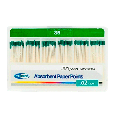 15. Штифты бумажные 02 №35, 200 шт/уп/ Медента