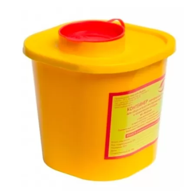 Емкость-контейнер для сбора острого инструм. кл Б, одноразовый емкость 1,0 л желтый /Медком/180/