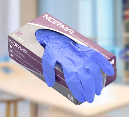 Перчатки нитрил. нестер. текстур. голубые M /NORMA/50/500