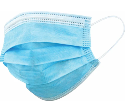 Маска медицинская трехслойная голубая/Гекса