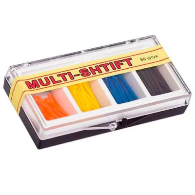 15. Штифты беззольные Multi Shtift, ассорти 4 цвета (80 шт)/ Рудент