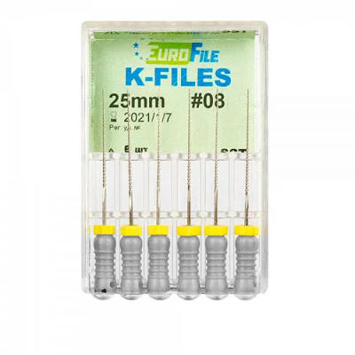 15. К-файлы 25мм №08, 6шт/уп / Еврофайл