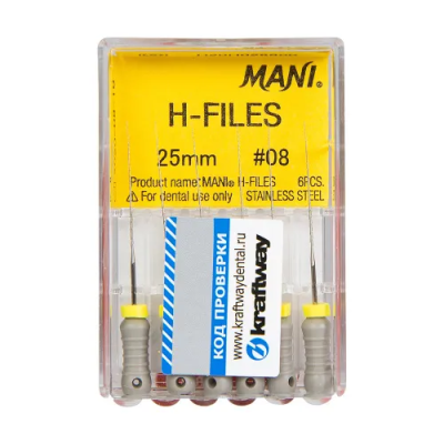 15. Корневой бурав Н-файл №08, 25 мм, 6шт/уп/ Mani