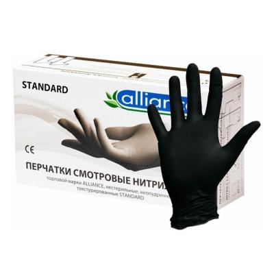 Перчатки нитрил. нестер. текстур. неопудр. черные M 3.5 гр /Alliance/50/500