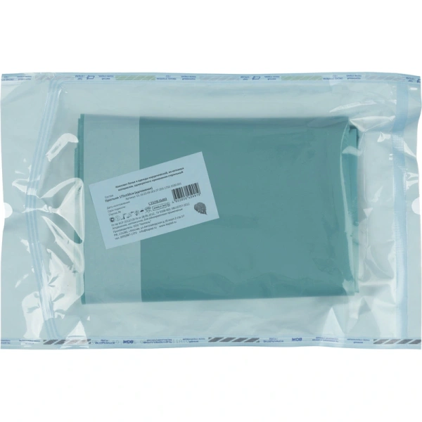 Простыня одноразовая стерильная Каптель 175x150 см зеленая с адгезивным краем